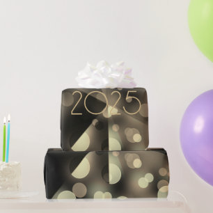 Neues Jahr 2025 mit goldenen Blasen Geschenkpapier