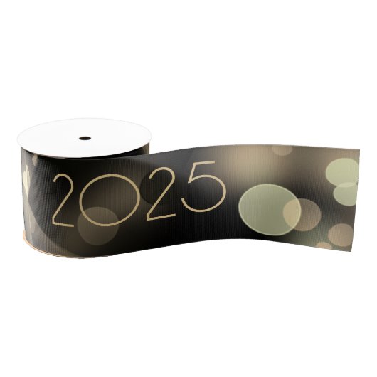 Neues Jahr 2025 mit goldenen Blasen Ripsband (Spule)