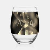 Neues Jahr 2025 mit goldenen Blasen Weinglas Ohne Stiel (Rückseite)