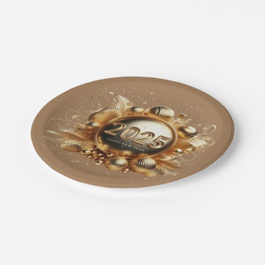 neues Jahr 2025 Pappteller (Schrägansicht)
