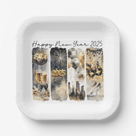 Neues Jahr 2025 Pappteller