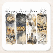 Neues Jahr 2025 Rechteckiger Pappuntersetzer (Vorderseite)