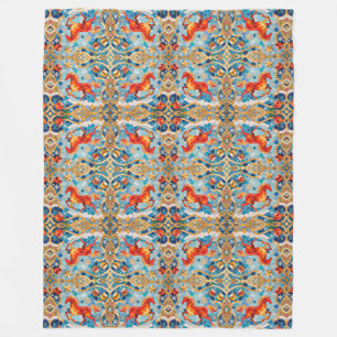 Neues Jahr 2026 Red Fiery Horse Weihnachtsmuster Fleecedecke