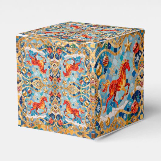 Neues Jahr 2026 Red Fiery Horse Weihnachtsmuster Geschenkschachtel (Vorderseite)