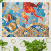 Neues Jahr 2026 Red Fiery Horse Weihnachtsmuster Geschirrtuch (Gefaltet)