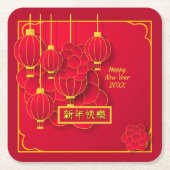 Neues Jahr 20 x Rotes Gold zum Jahr hinzufügen Rechteckiger Pappuntersetzer (Vorderseite)