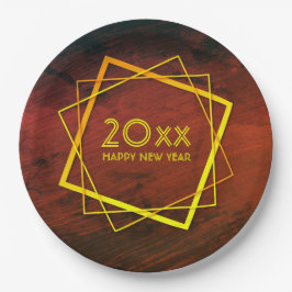 Neues Jahr 20xx geometrisches Gold 9" Pappteller