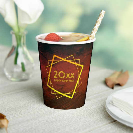 Neues Jahr 20xx geometrisches Gold hinzufügen Pappbecher (In Situ)