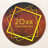 Neues Jahr 20xx geometrisches Gold hinzufügen Runder Pappuntersetzer (Vorderseite)