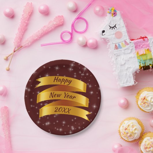 Neues Jahr 20xx Gold Band 7" Pappteller (Party)