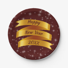 Neues Jahr 20xx Gold Band 7" Pappteller