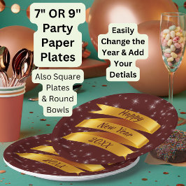 Neues Jahr 20xx Gold Band 9" Pappteller