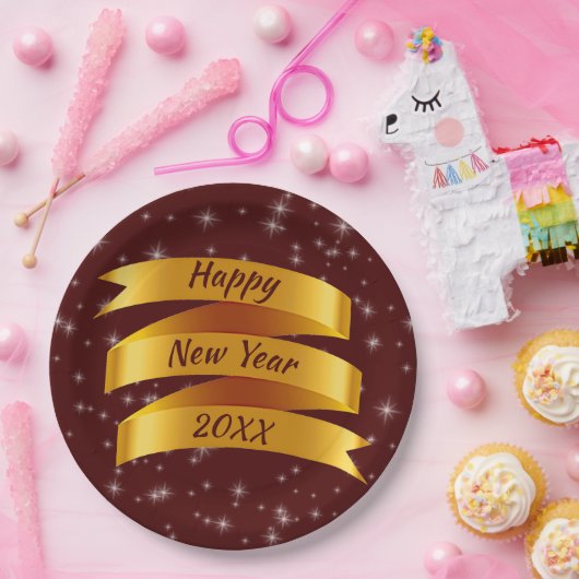Neues Jahr 20xx Gold Band 9" Pappteller (Party)