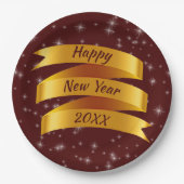 Neues Jahr 20xx Gold Band 9" Pappteller (Vorderseite)
