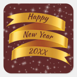 Neues Jahr 20xx Gold Band hinzufügen Quadratischer Aufkleber