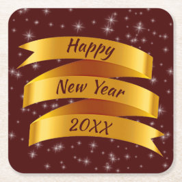 Neues Jahr 20xx Gold Band hinzufügen Rechteckiger Pappuntersetzer