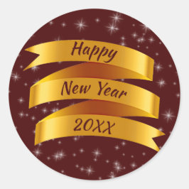 Neues Jahr 20xx Gold Band hinzufügen Runder Aufkleber