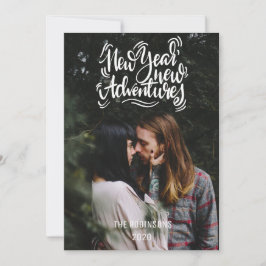 Neues Jahr Adventures Modern Foto Card Script Feiertagskarte