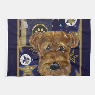 NEUES JAHR AIREDALE HANDTUCH