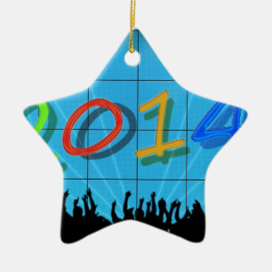 Neues Jahr-Büro-Stadt-Party-bunte Spaß-Kunst 2014 Keramikornament