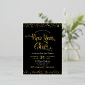 Neues Jahr Chefskript Party Chic Black Real Gold Folie Einladungspostkarte (Stehend vorne)