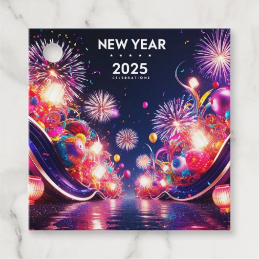 Neues Jahr Design Square Gefälligkeitstags Geschenkanhänger (Vorderseite)