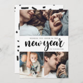 Neues Jahr Drei FotoCollage Neujahrskarte Feiertagskarte (Vorne/Hinten)