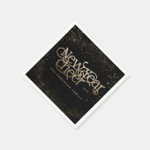 Neues Jahr elegante Art Deco Typografie schwarzes Serviette (Ecke)