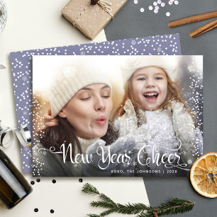 Neues Jahr Fett Moderne Weiße Schneeflocken Foto Feiertagskarte