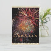 Neues Jahr-Feuerwerk-Glitzern Einladung (Stehend Vorderseite)