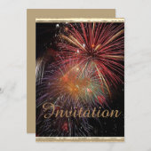 Neues Jahr-Feuerwerk-Glitzern Einladung (Vorne/Hinten)