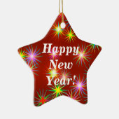 Neues Jahr Fireworks Flash auf Red Keramikornament (Rechts)