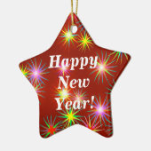 Neues Jahr Fireworks Flash auf Red Keramikornament (Links)