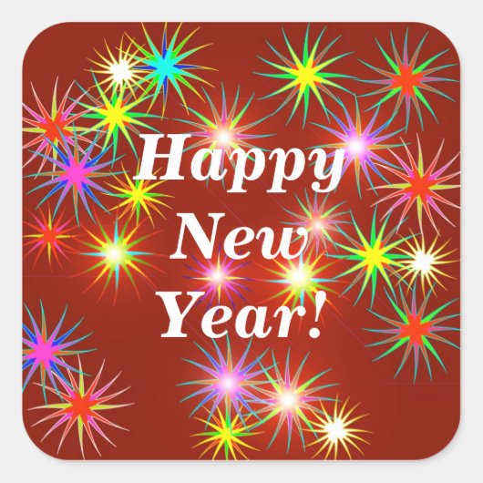 Neues Jahr Fireworks Flash auf Red Quadratischer Aufkleber (Vorderseite)