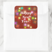 Neues Jahr Fireworks Flash auf Red Quadratischer Aufkleber (Tasche)