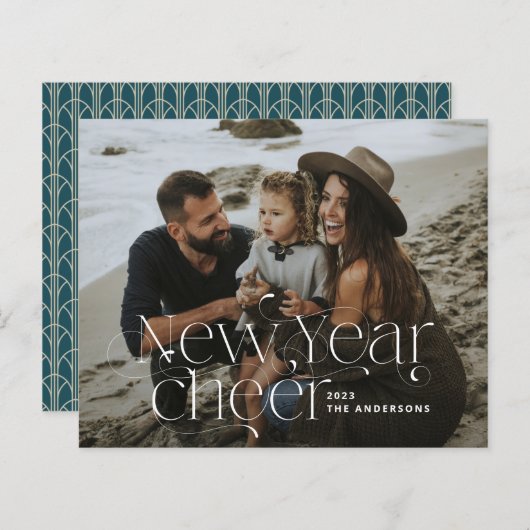 Neues Jahr Foto Elegante Art Deco Typografie (Vorne/Hinten)