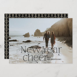 Neues Jahr Foto elegante Art Deco Typografie schwa Feiertagskarte