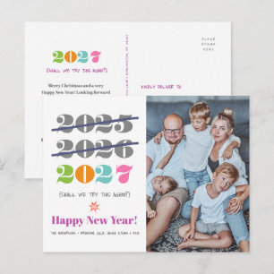 Neues Jahr Funny Third Time - ein Charm Modernes F Feiertagspostkarte