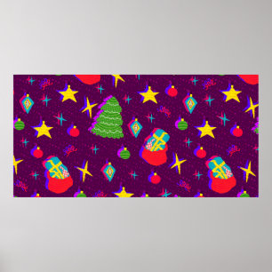 Neues Jahr glänzend nahtlos Muster mit Weihnachten Poster