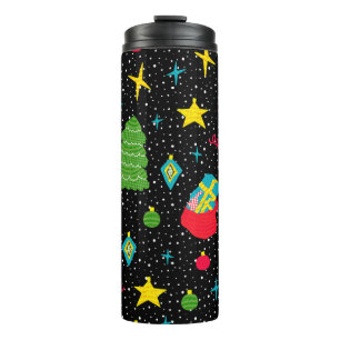 Neues Jahr glänzend nahtlos Muster mit Weihnachten Thermosbecher