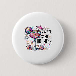 Neues Jahr gleich heiße Retro-Mess Schwanz Frohes  Button