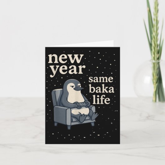 Neues Jahr Gleiches Baka Leben Pinguin-Witz Gaming Karte (Vorderseite)