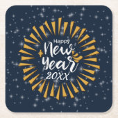 Neues Jahr glücklich mit Sternen 20xx hinzufügen Rechteckiger Pappuntersetzer (Vorderseite)