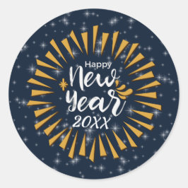 Neues Jahr glücklich mit Sternen 20xx hinzufügen Runder Aufkleber