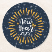 Neues Jahr glücklich mit Sternen 20xx hinzufügen Runder Pappuntersetzer (Vorderseite)