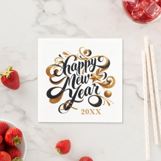 Neues Jahr glücklich Party Datum hinzufügen Serviette (Beispiel)