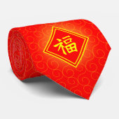 Neues Jahr in China - Red Lucky Fu Symbol Krawatte (Gerollt)