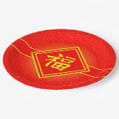 Neues Jahr in China - Red Lucky Fu Symbol Pappteller (Schrägansicht)