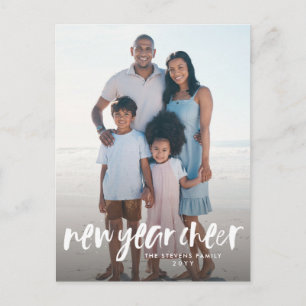 Neues Jahr jubeln schlicht modernes Weiß Feiertagspostkarte