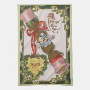 Neues Jahr mit Button-Bonbon Handtuch